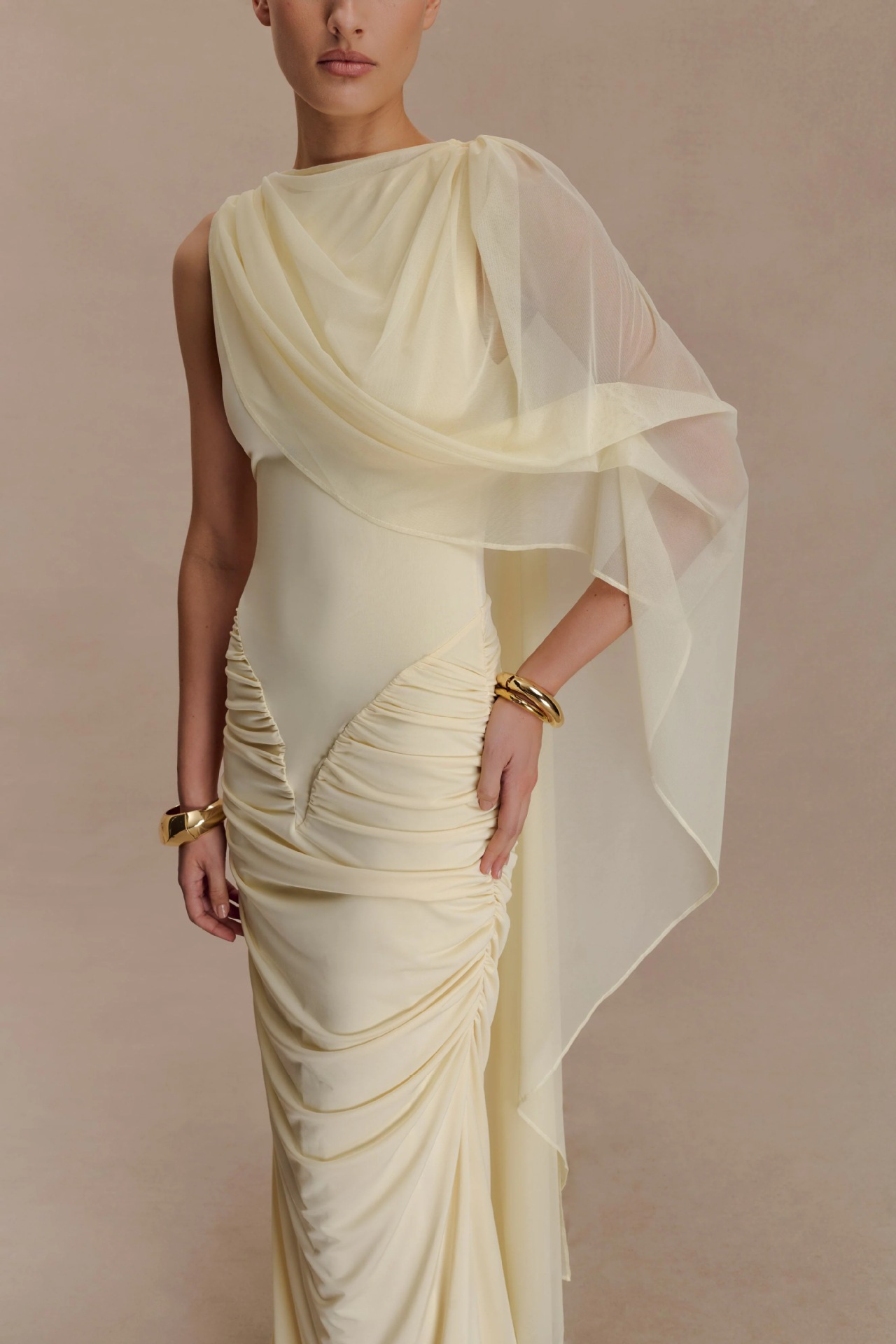 Women'S Holiday Formal Wear - Gaun Prom Wanita Kuning dengan Model