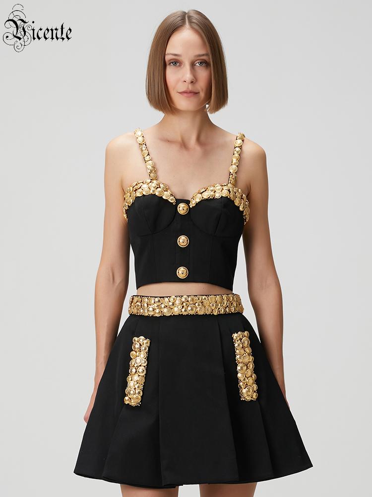 Women'S Holiday Formal Wear - Setelan Gaun Dua Potong Warna Hitam