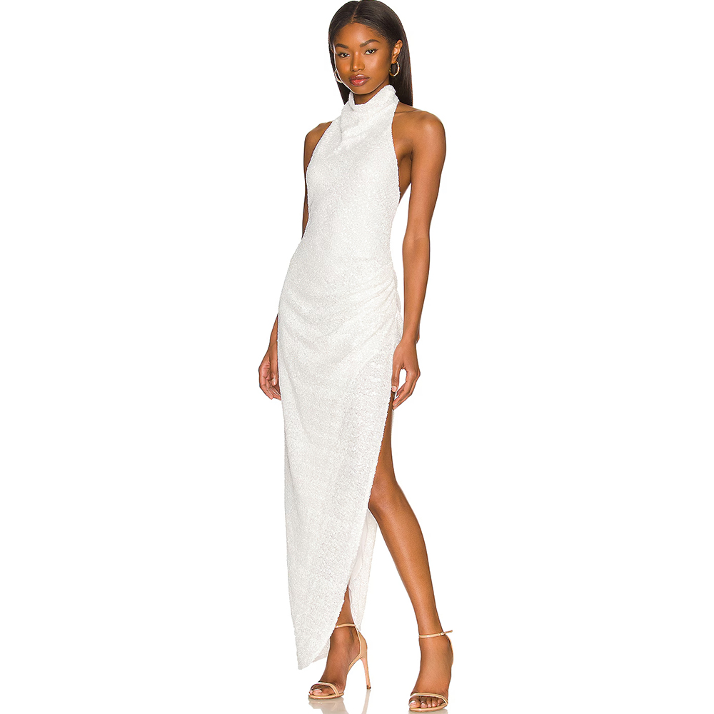 Women'S Formal Wear For A Wedding Guest - Gaun Malam dengan Kerah Halter Berwarna