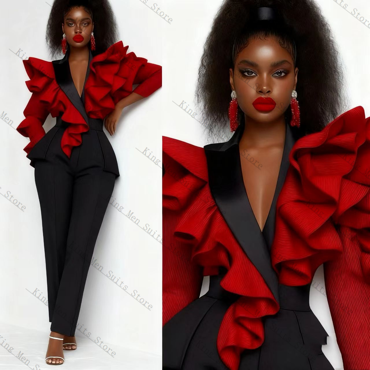Setelan Jas Wanita Merah Hitam - Women'S Formal Wear For A Wedding Guest ulasan dan harga