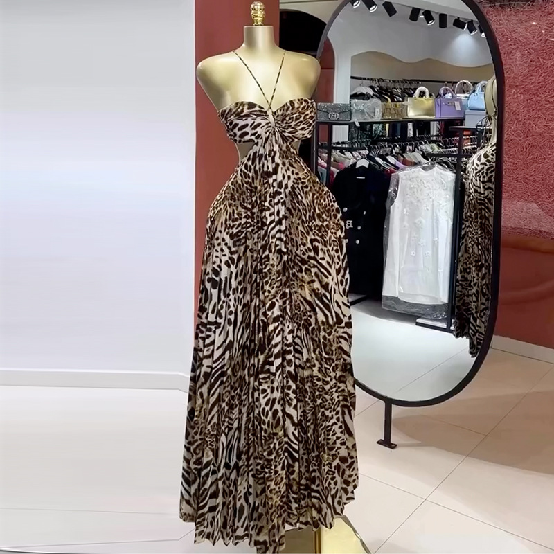 Gaun Prom Wanita Motif Leopard - Women'S Holiday Formal Wear ulasan dan harga