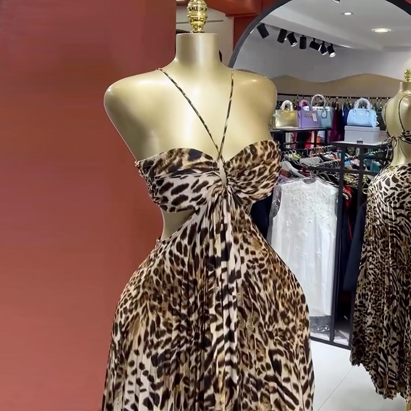 Gaun Prom Wanita Motif Leopard - Women'S Holiday Formal Wear ulasan dan harga