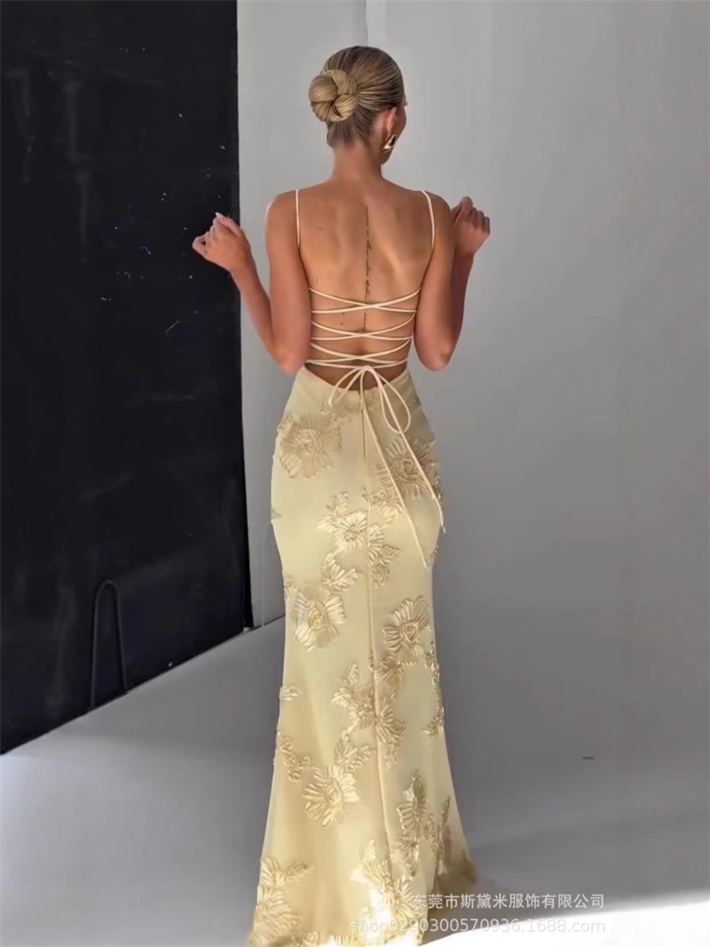 Gaun Prom Wanita Bordir Kuning - Women'S Holiday Formal Wear ulasan dan harga
