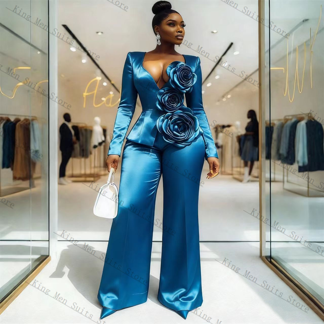 Set Setelan Wanita Satin Biru  - Women'S Formal Wear For A Wedding Guest ulasan dan harga